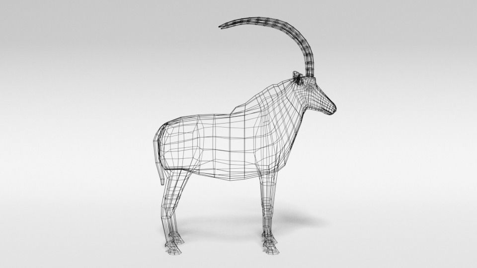 Low Poly Cartoon Sable Antelope Low-poly 3D model_14