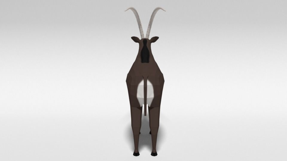 Low Poly Cartoon Sable Antelope Low-poly 3D model_3