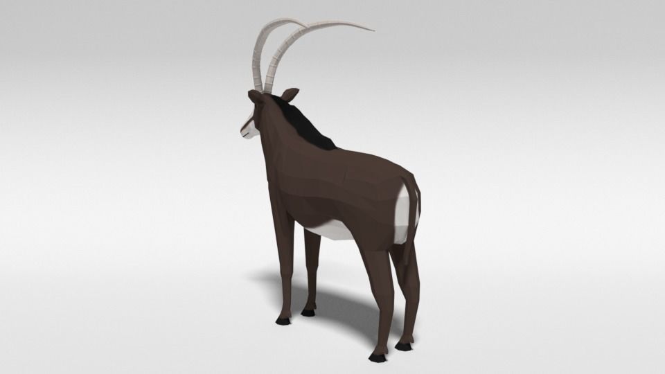 Low Poly Cartoon Sable Antelope Low-poly 3D model_2