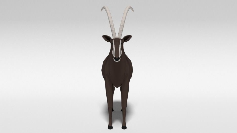 Low Poly Cartoon Sable Antelope Low-poly 3D model_7