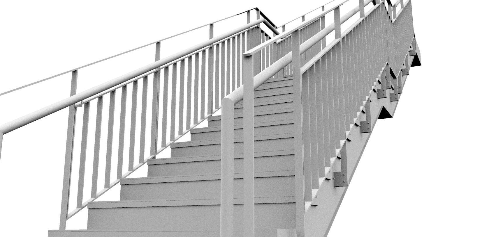 Architectural Staircase with Steel Handrail and Steel Guard 3D model_1