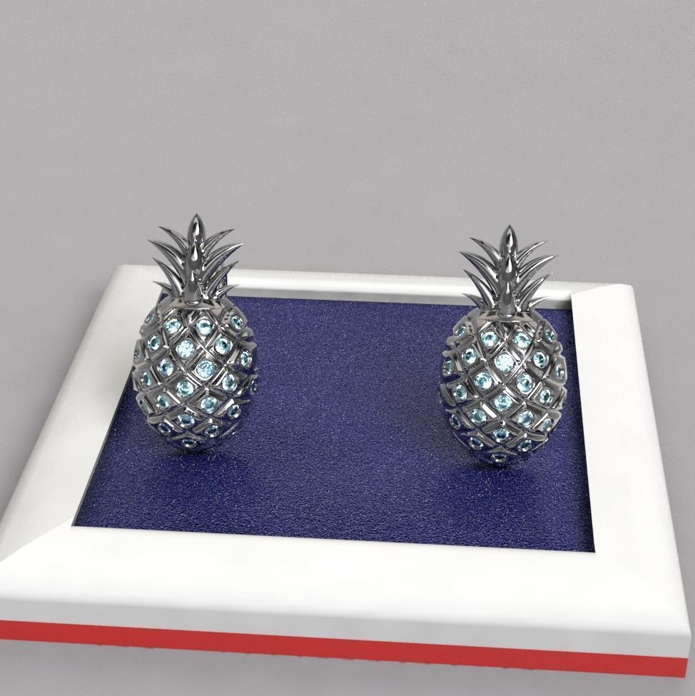 arete pina pineapple earring 3D model_3