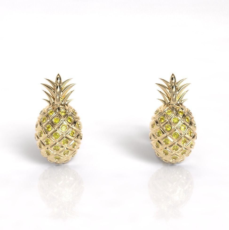 arete pina pineapple earring 3D model_2