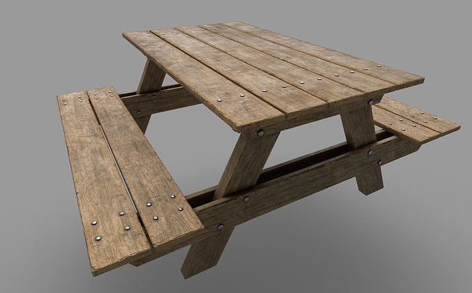 Picnic Table Low-poly 3D model