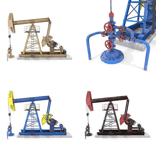 Oil Pumpjack Animated Pack 3D model