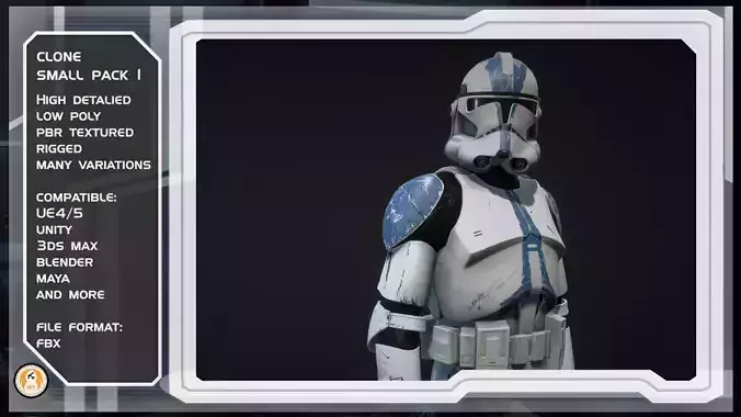 Star wars Clone trooper Phase 2 pack Low-poly 3D model