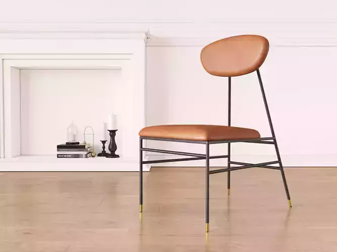 Chair modern dining in tan leather