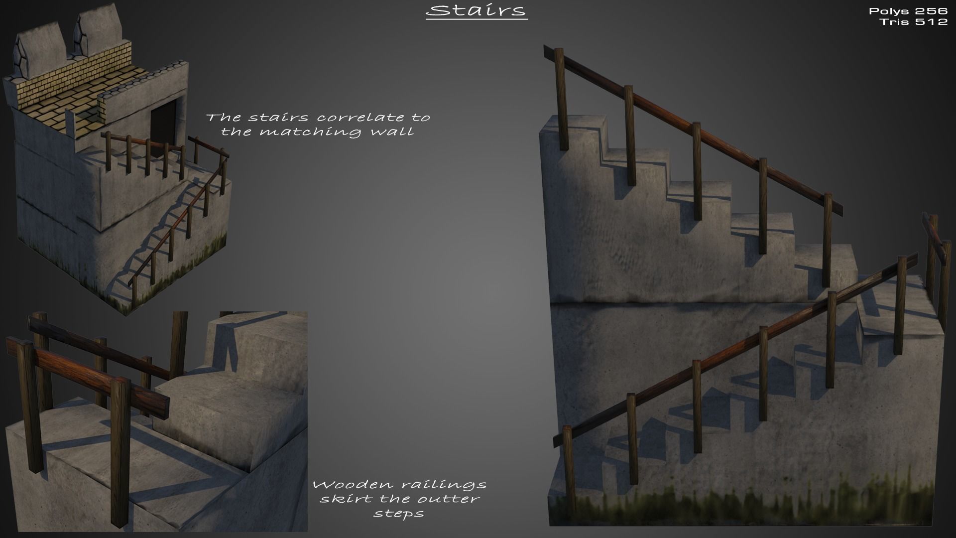 Modular Castle Set Low-poly 3D model_7