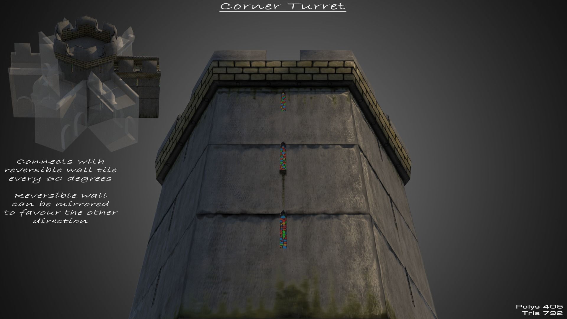 Modular Castle Set Low-poly 3D model_8