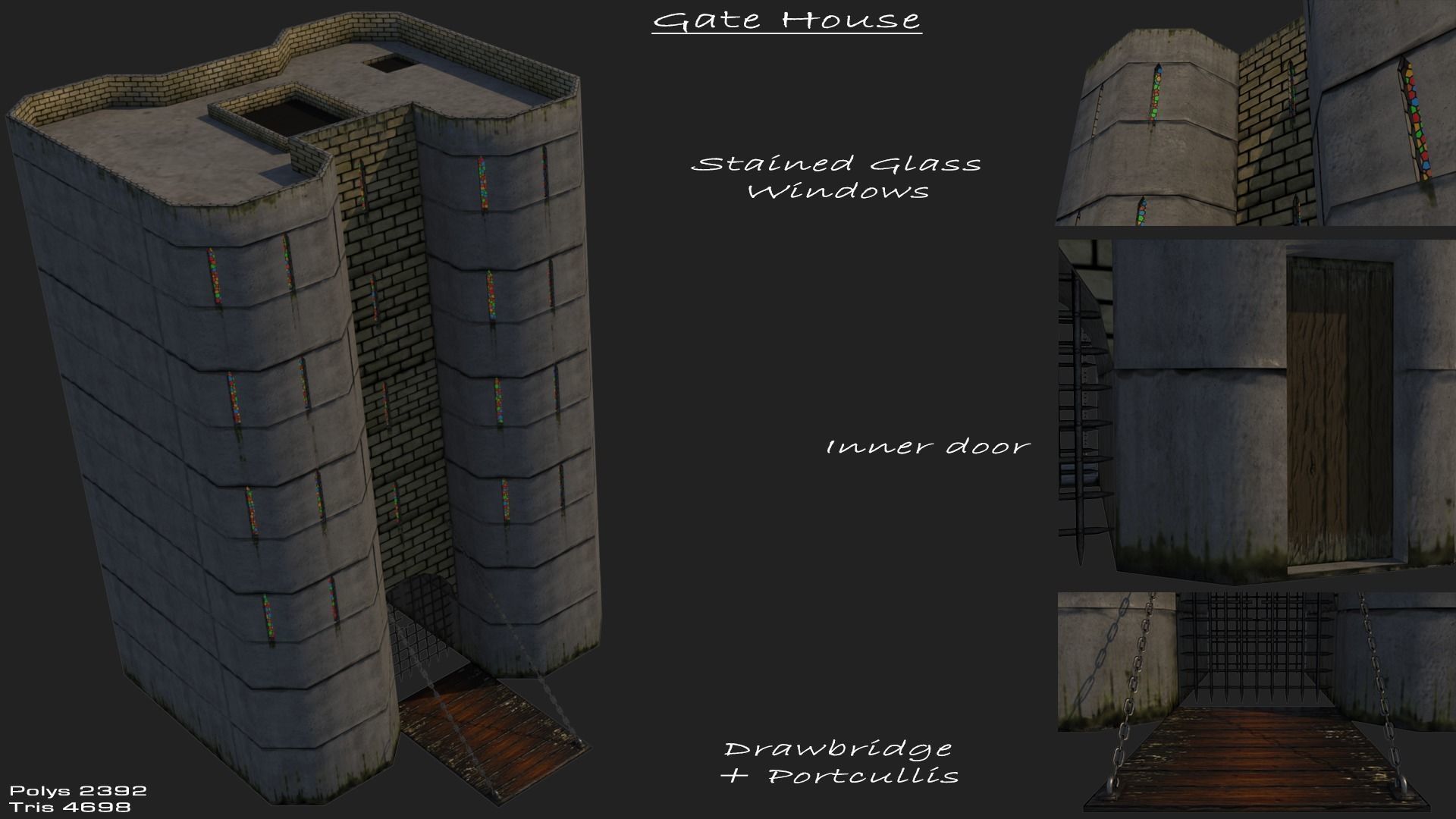 Modular Castle Set Low-poly 3D model_5