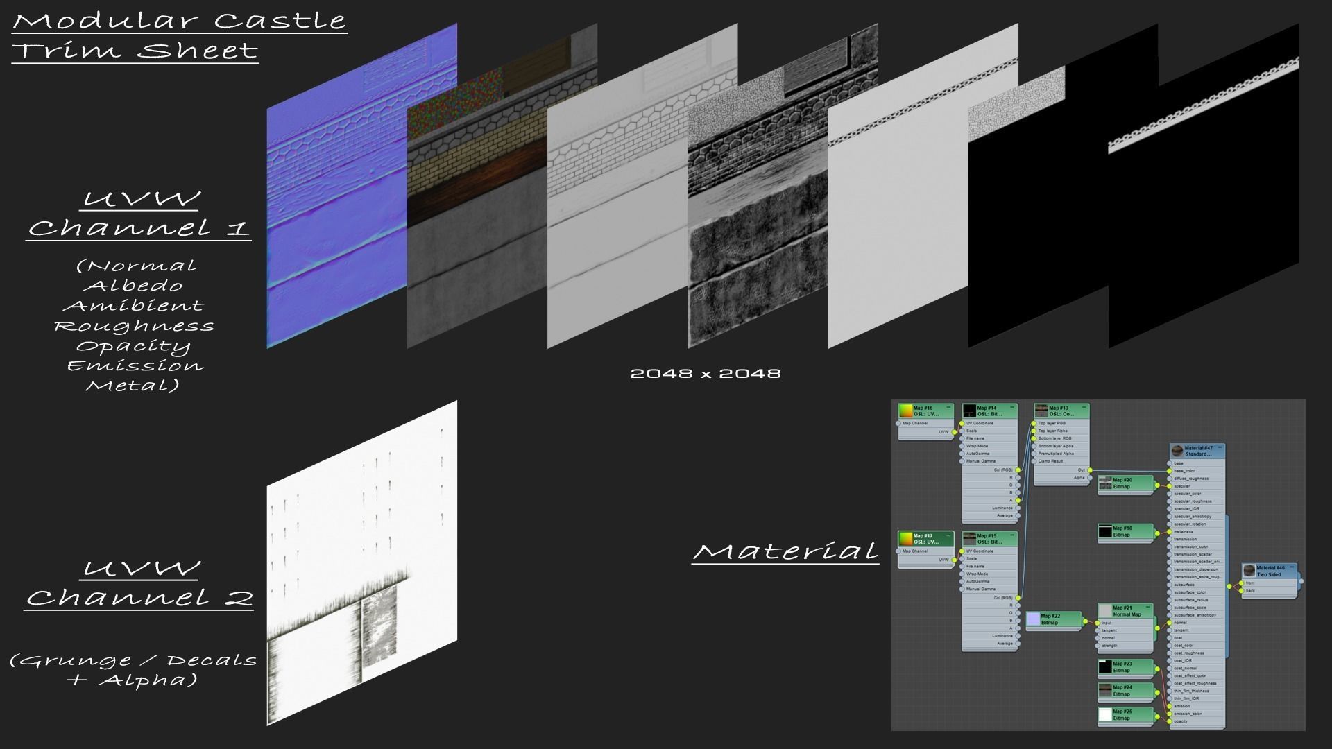 Modular Castle Set Low-poly 3D model_4
