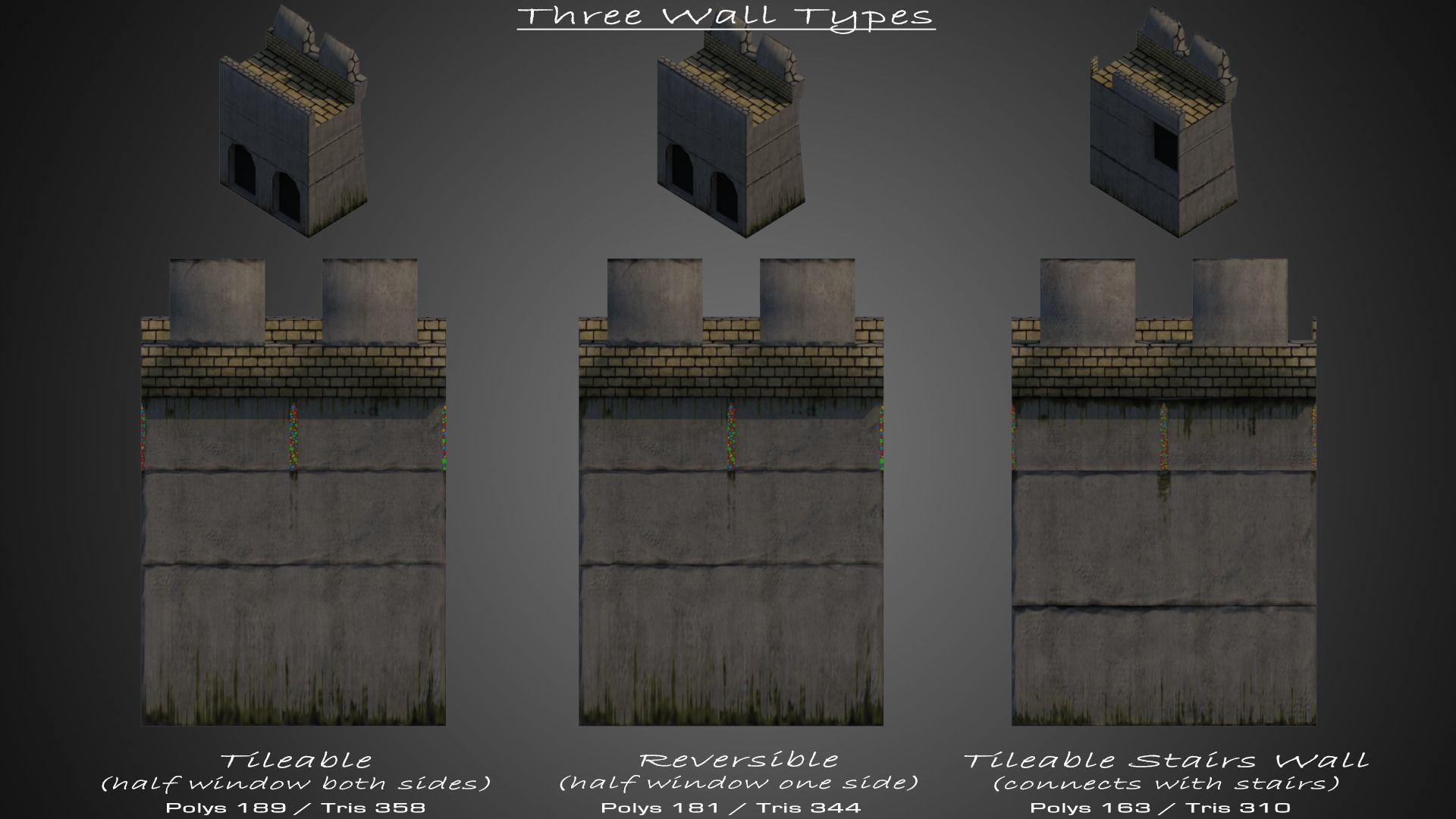 Modular Castle Set Low-poly 3D model_6