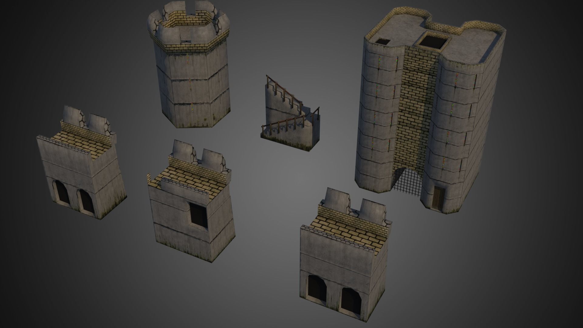 Modular Castle Set Low-poly 3D model_3