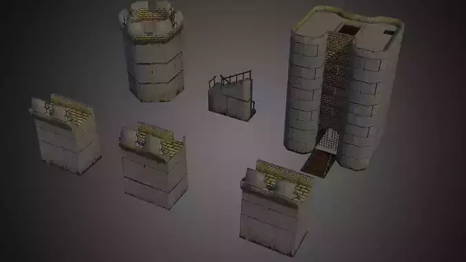 Modular Castle Set Low-poly 3D model