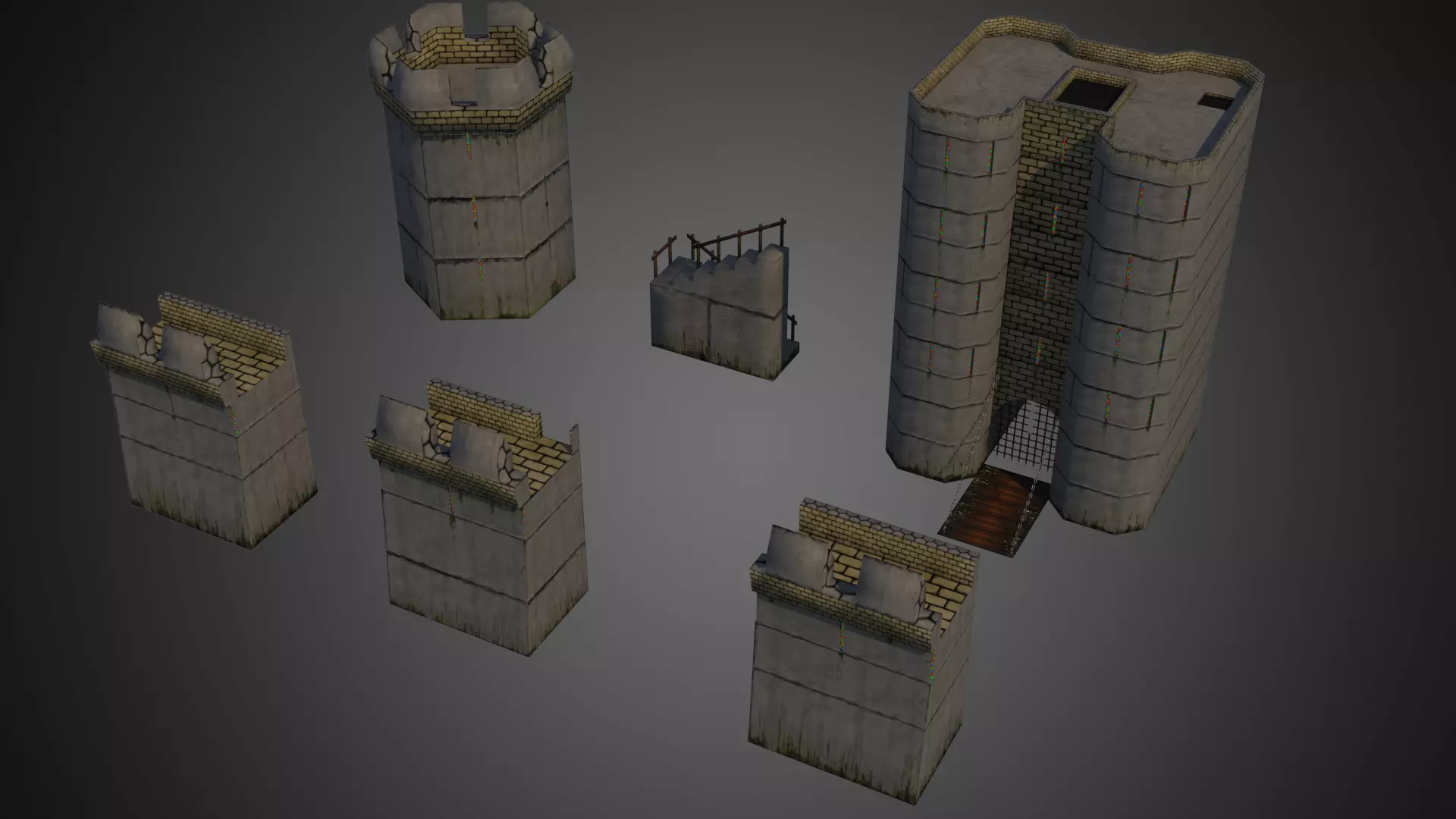 Modular Castle Set Low-poly 3D model_0