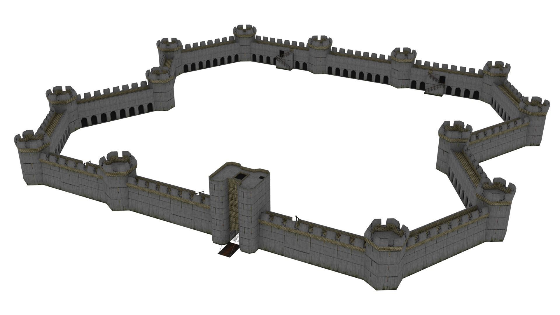 Modular Castle Set Low-poly 3D model_2