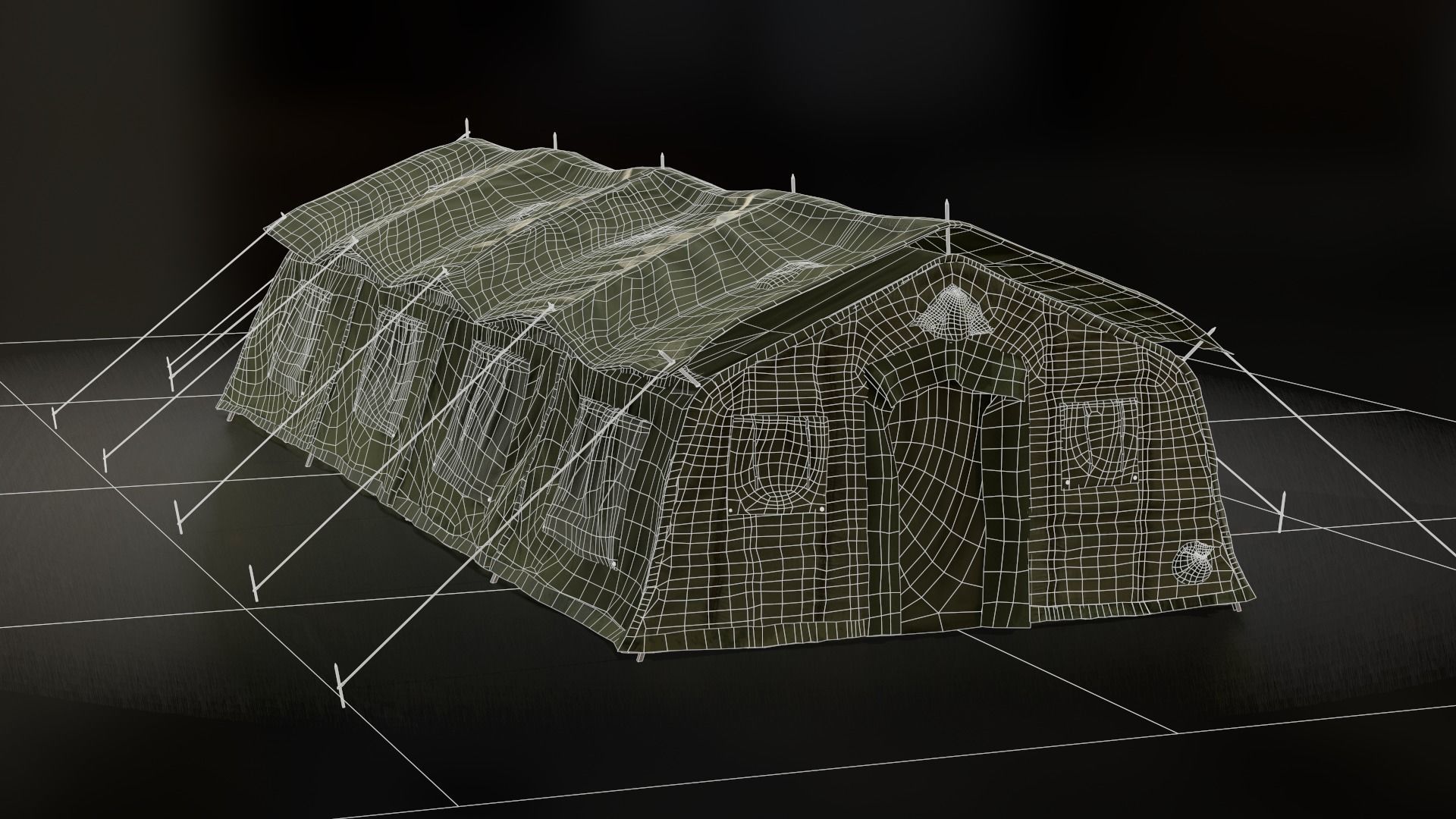 Military tent Low-poly 3D model_7