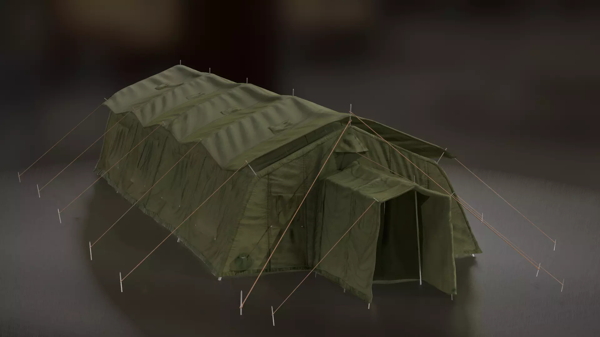 Military tent Low-poly 3D model_0