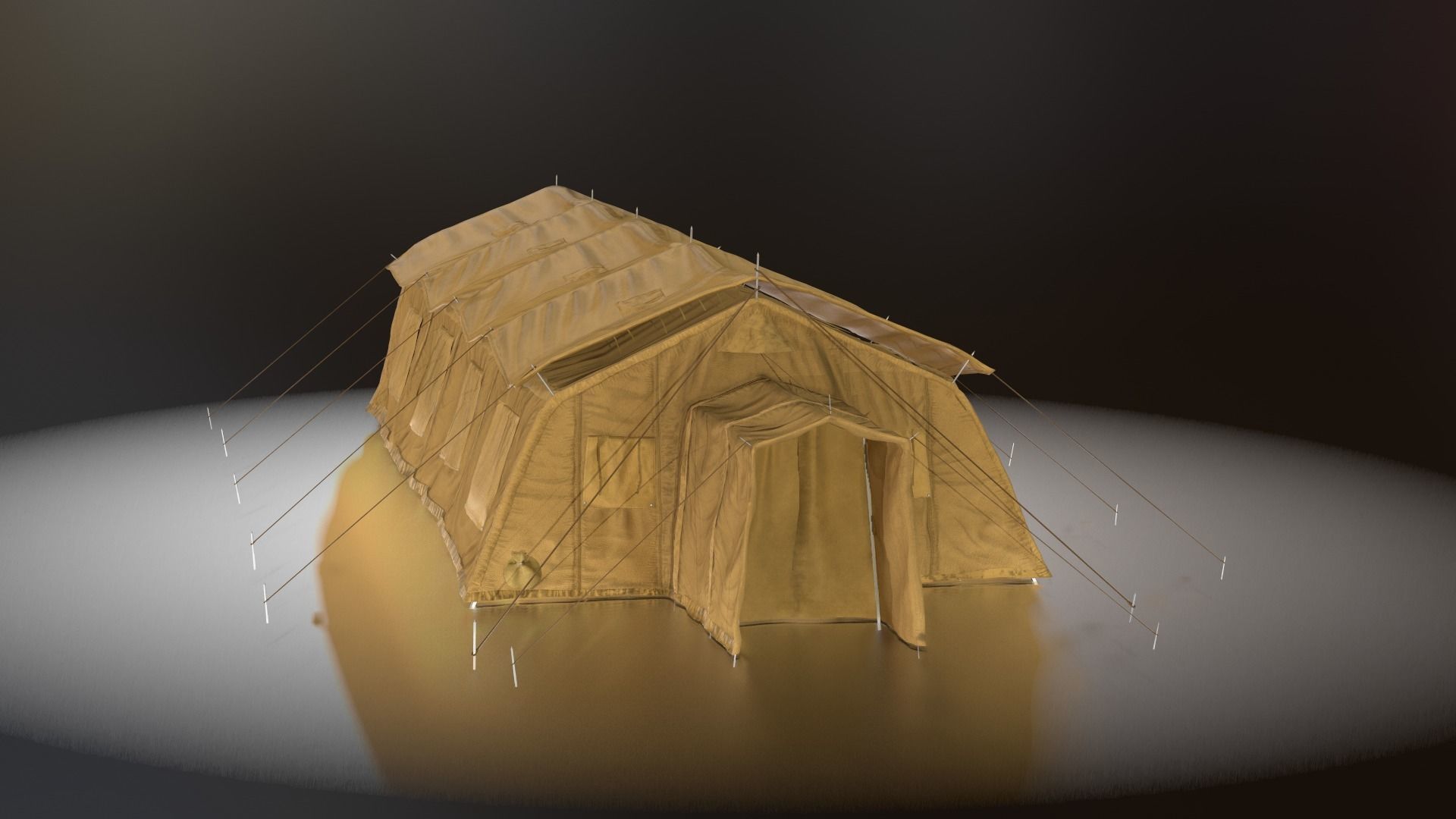 Military tent Low-poly 3D model_4