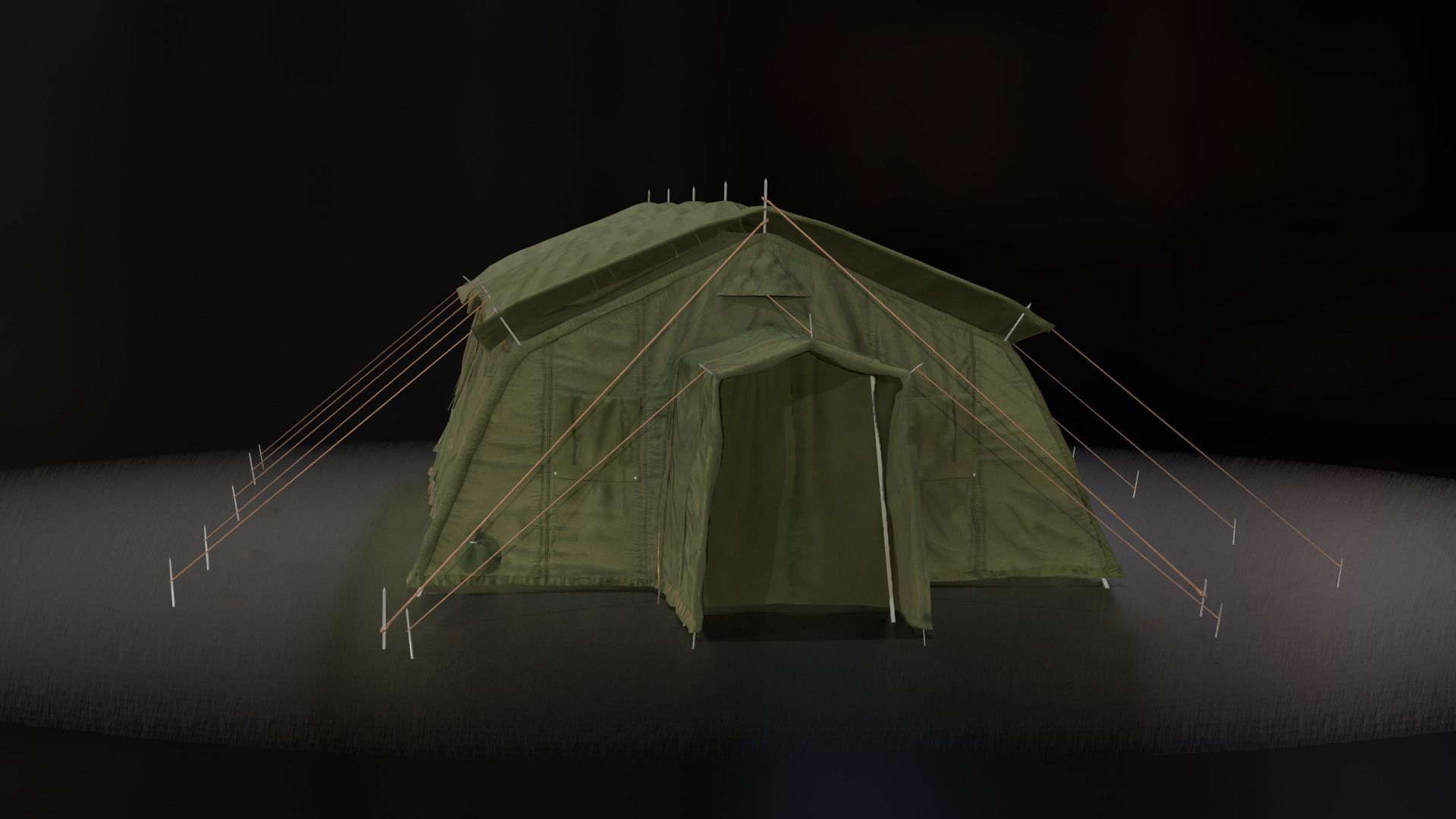 Military tent Low-poly 3D model_1