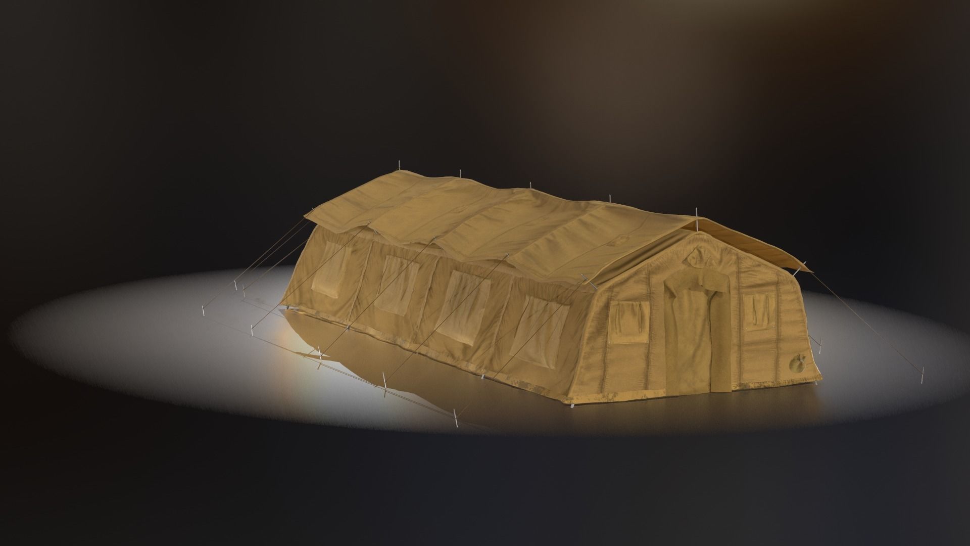 Military tent Low-poly 3D model_5