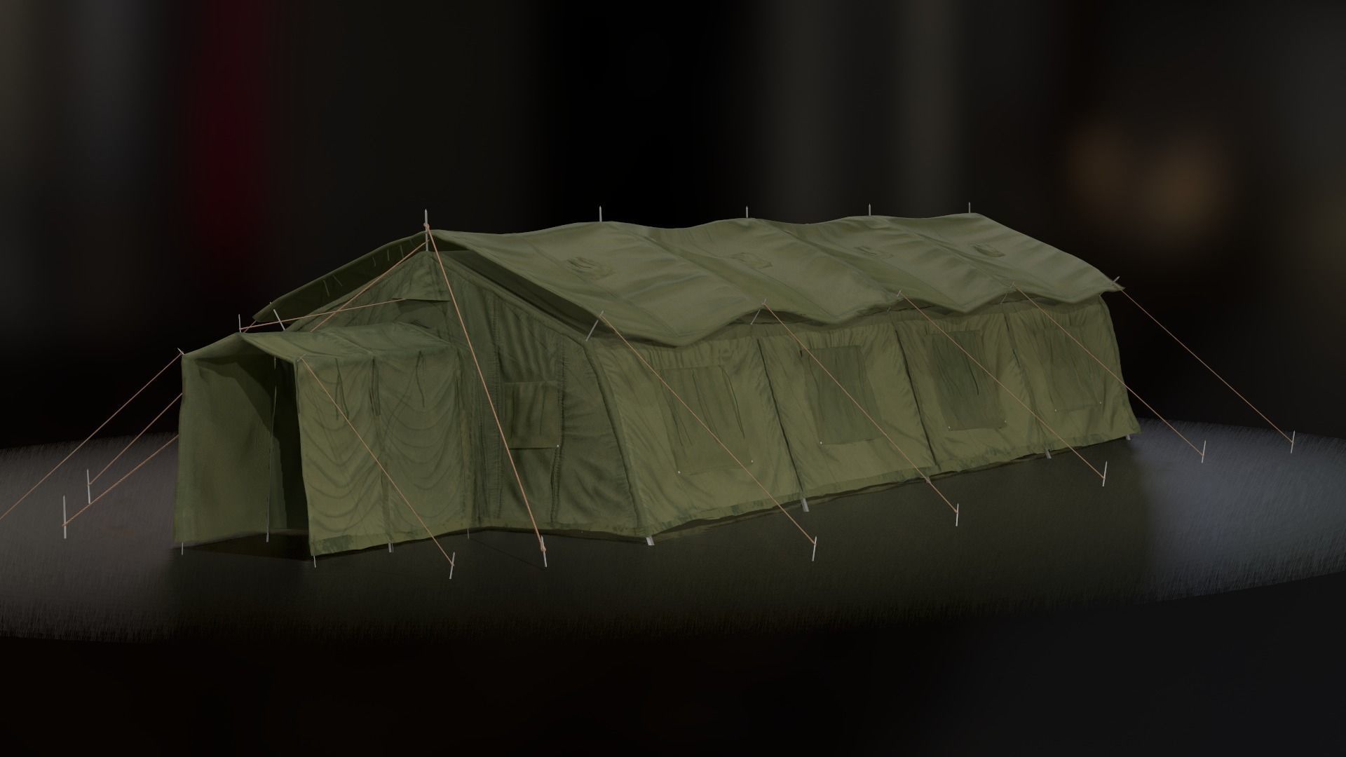 Military tent Low-poly 3D model_2