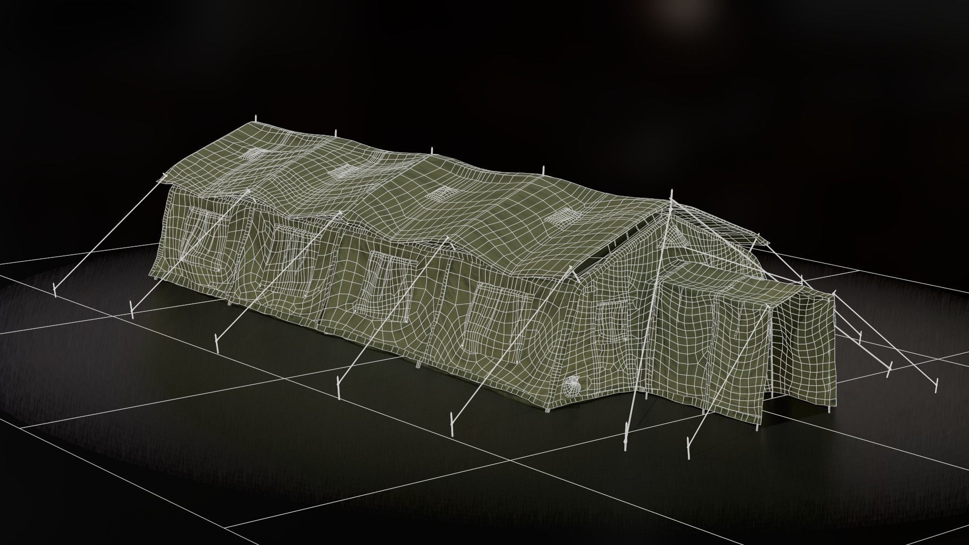 Military tent Low-poly 3D model_6