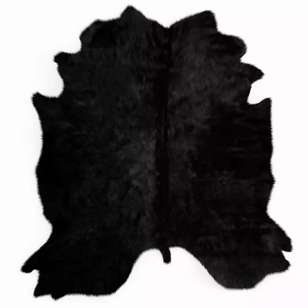 Black Cowhide Rug 3D model_0