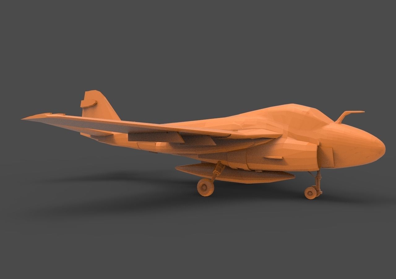 Grumman A-6 orange airplane 3D print model_2