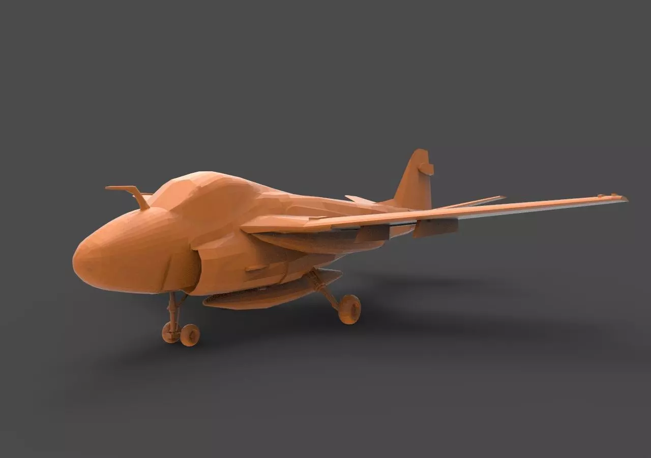 Grumman A-6 orange airplane 3D print model_0