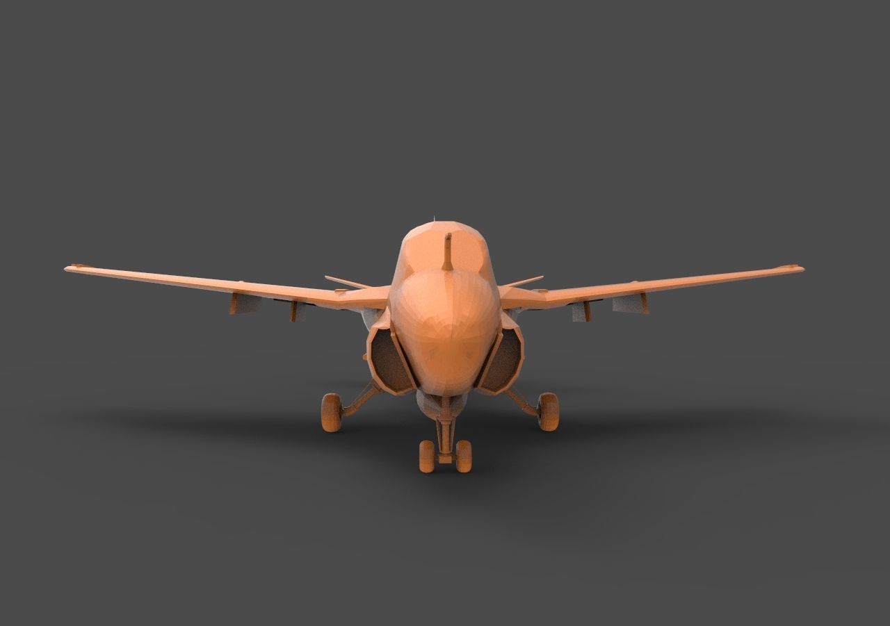 Grumman A-6 orange airplane 3D print model_1