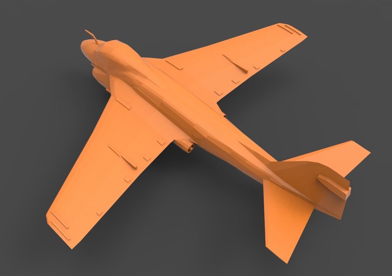 Grumman A-6 orange airplane 3D print model_6