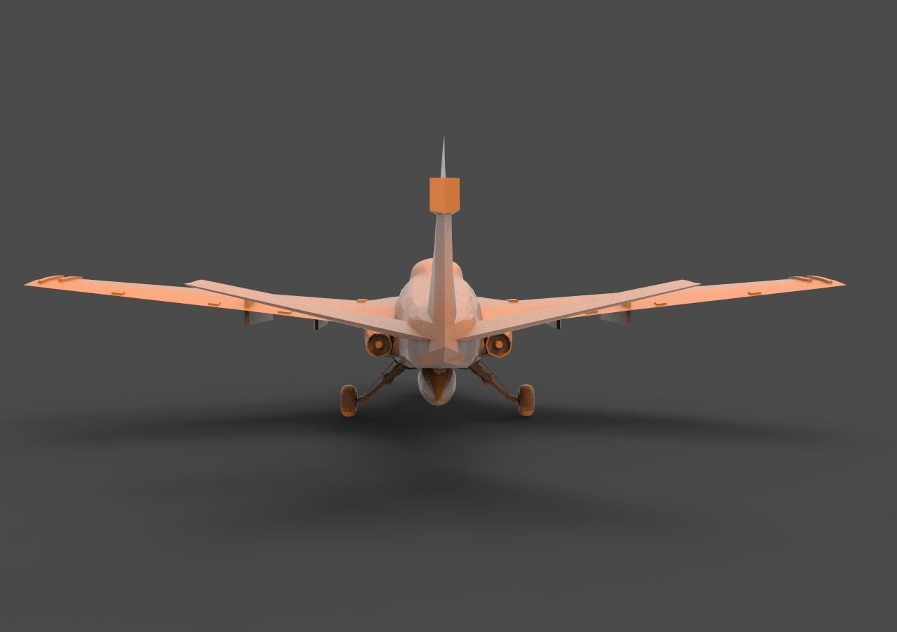 Grumman A-6 orange airplane 3D print model_5