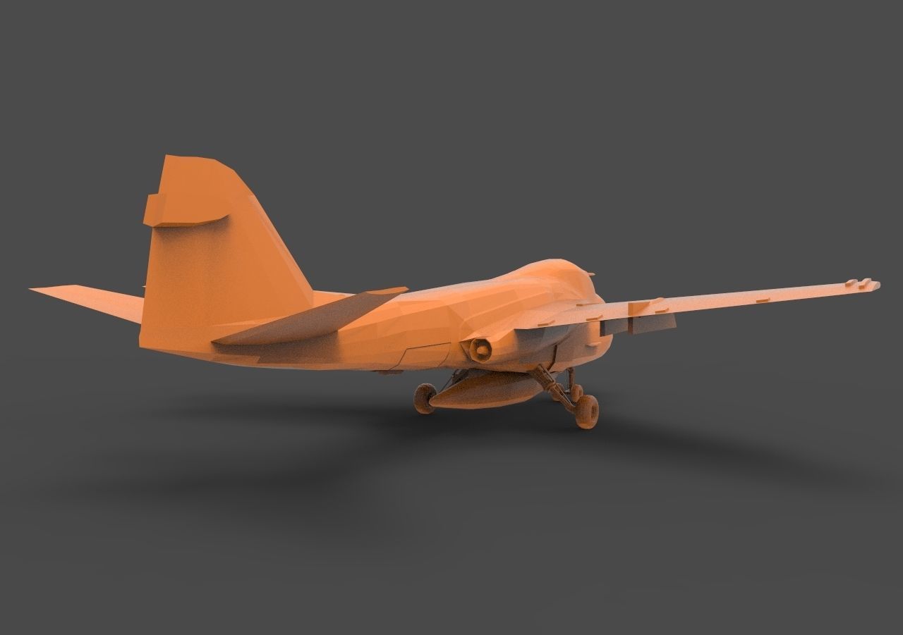 Grumman A-6 orange airplane 3D print model_4