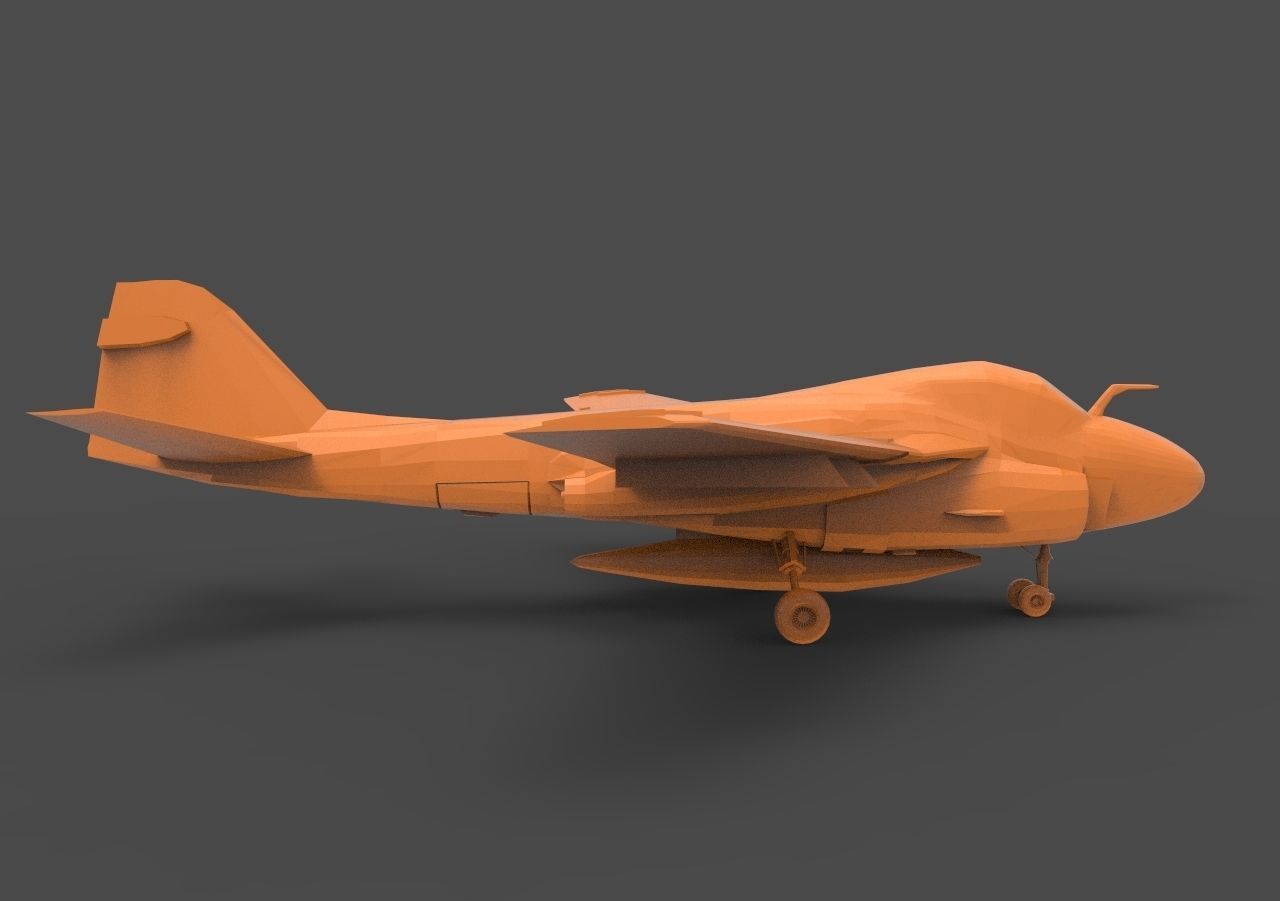 Grumman A-6 orange airplane 3D print model_3