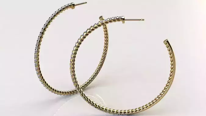 Hoop Earrings with Pave Diamonds