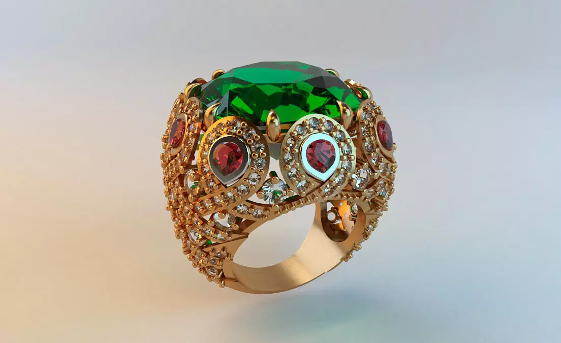Emerald ring 3D print model_0