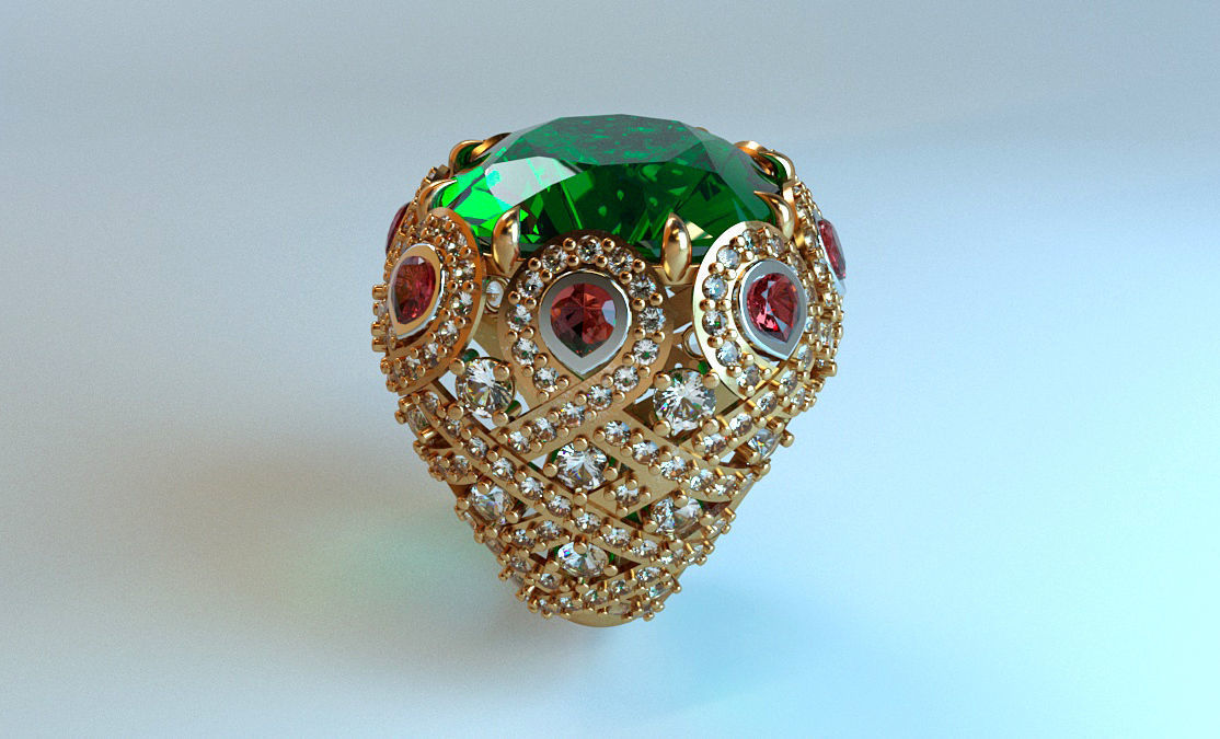 Emerald ring 3D print model_1