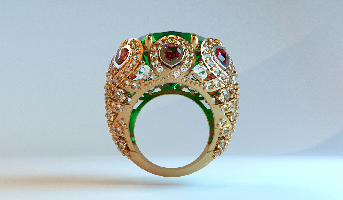 Emerald ring 3D print model_2