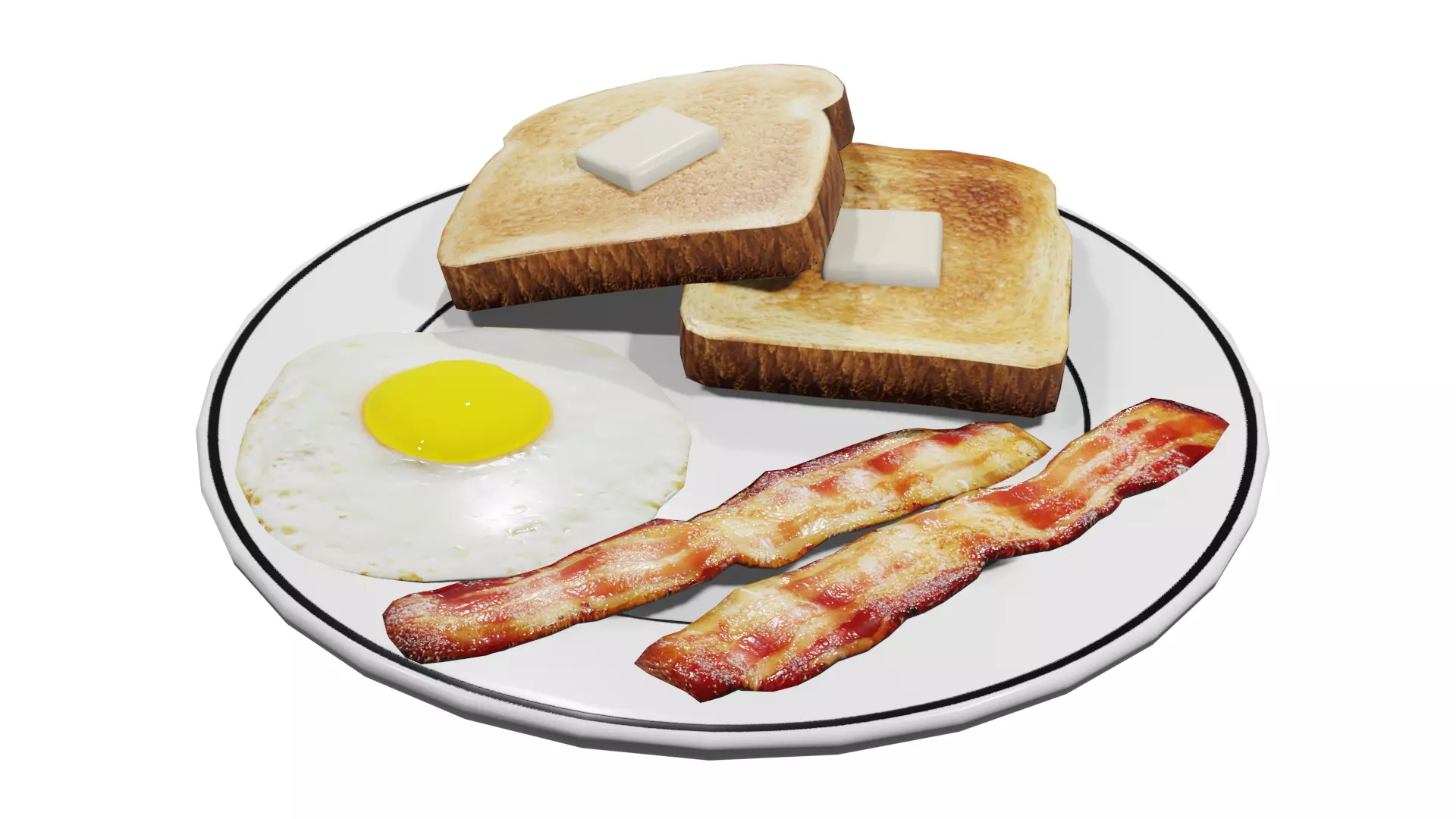 Plate of Breakfast Low-poly 3D model