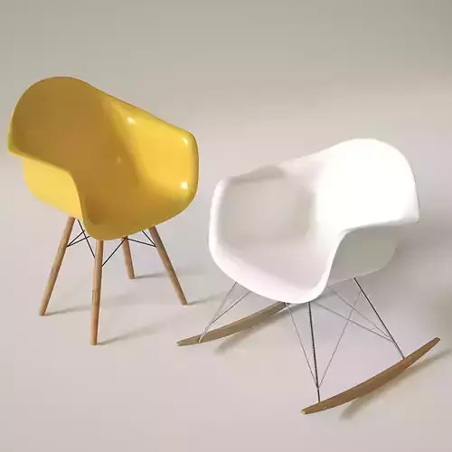 White and Yellow Chairs Low-poly 3D model