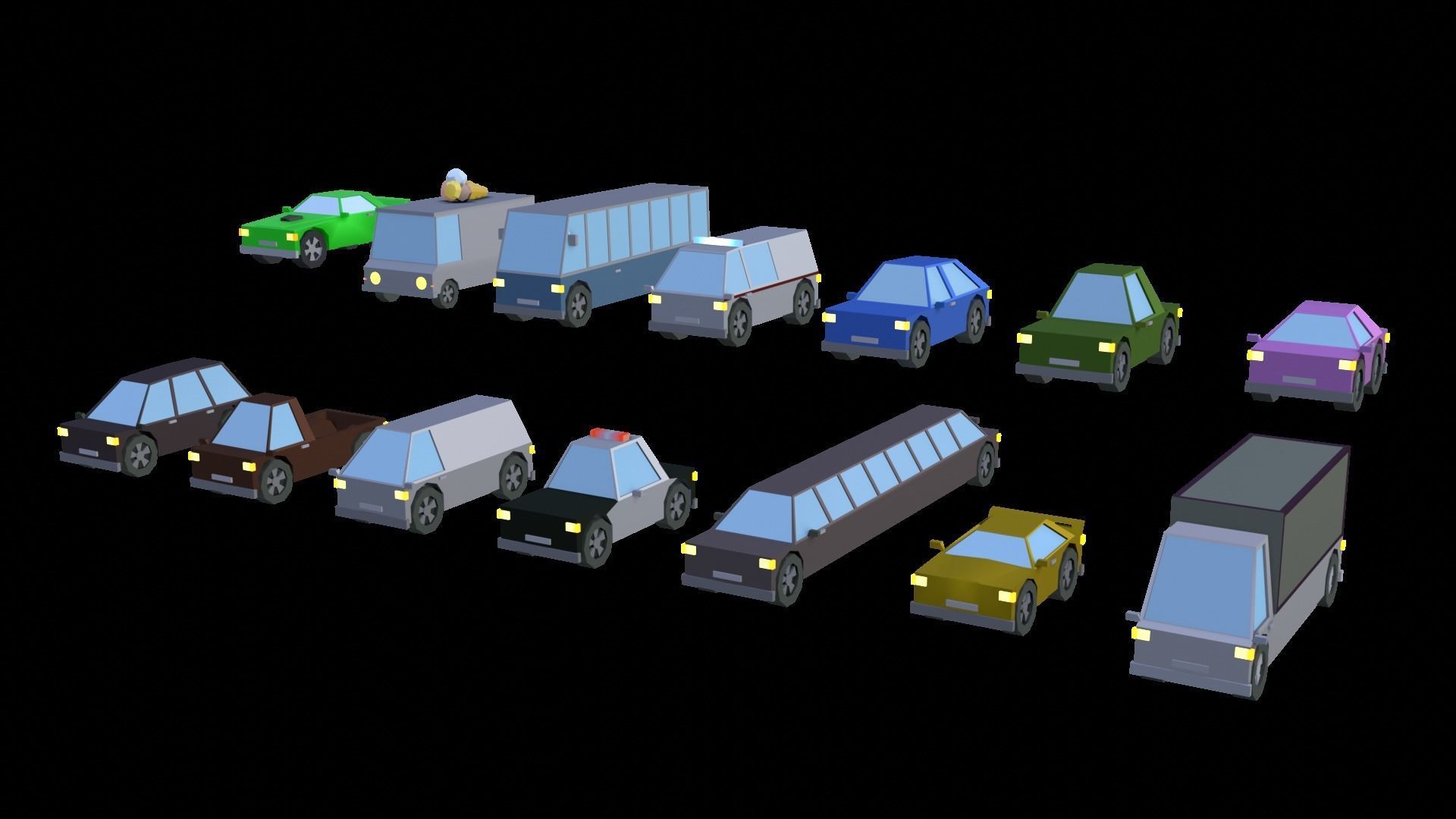 Cars Pack Low Poly Low-poly 3D model_2