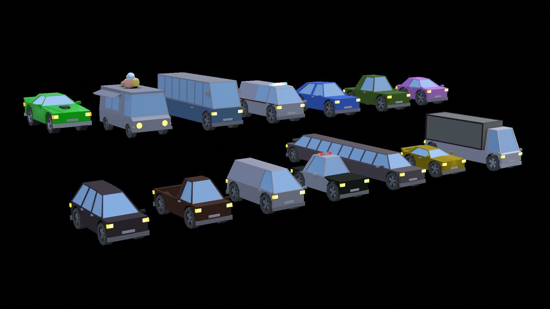 Cars Pack Low Poly Low-poly 3D model_5