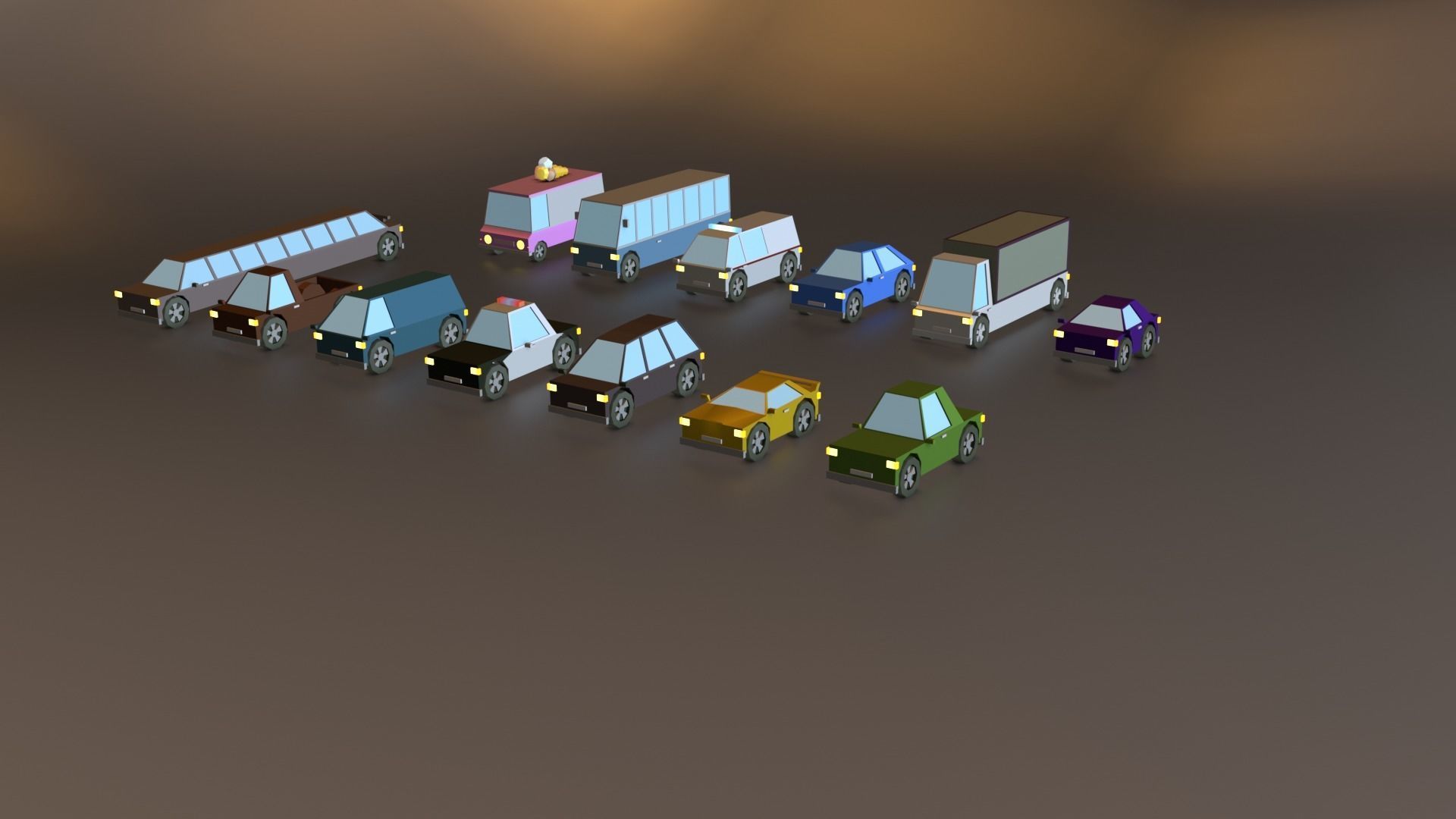 Cars Pack Low Poly Low-poly 3D model_1