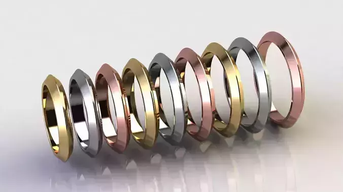 Pyramidal Wedding Band 3mm Wide