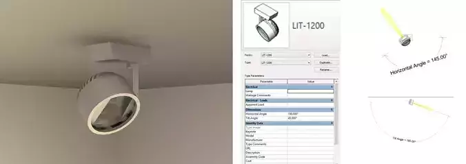 Revit Parametric Track Light Projector Revit Family  3D model