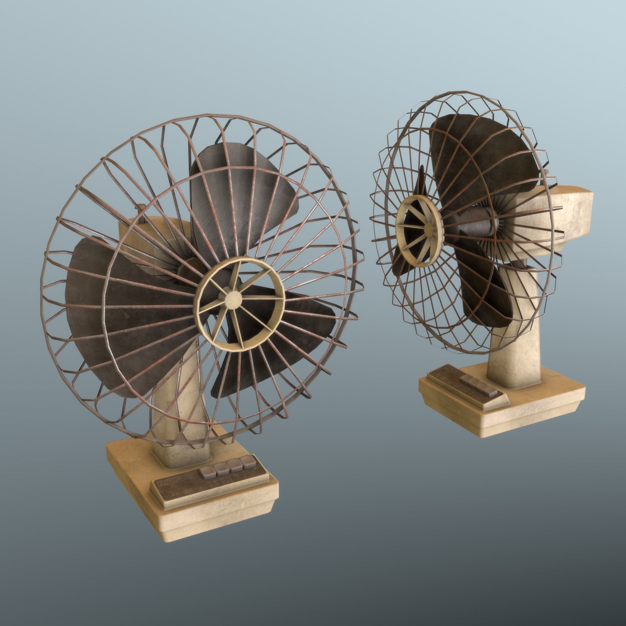 Retro Old Fan - Unity - HDRP - UE4 Low-poly 3D model_13