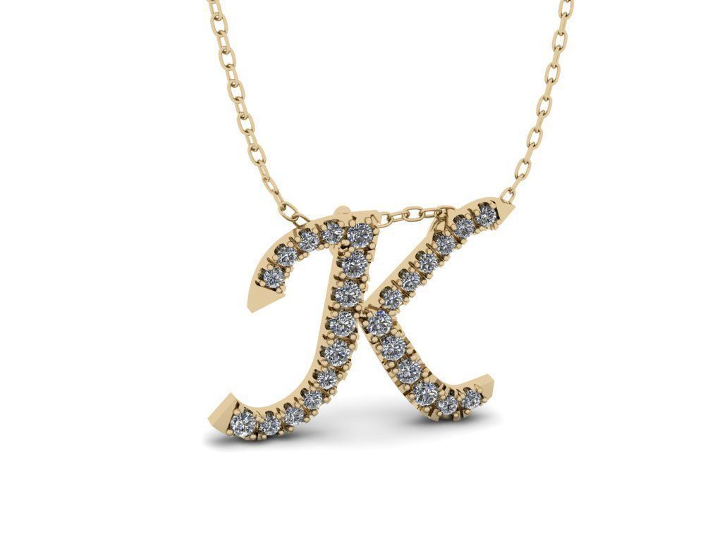 Pendant Alphabet Letter K 3D print model_16