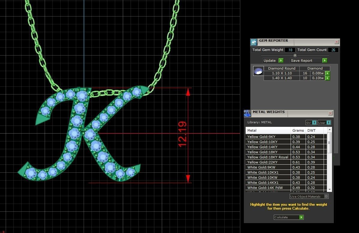 Pendant Alphabet Letter K 3D print model_14