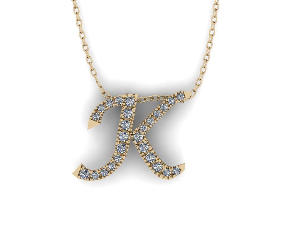 Pendant Alphabet Letter K 3D print model_12